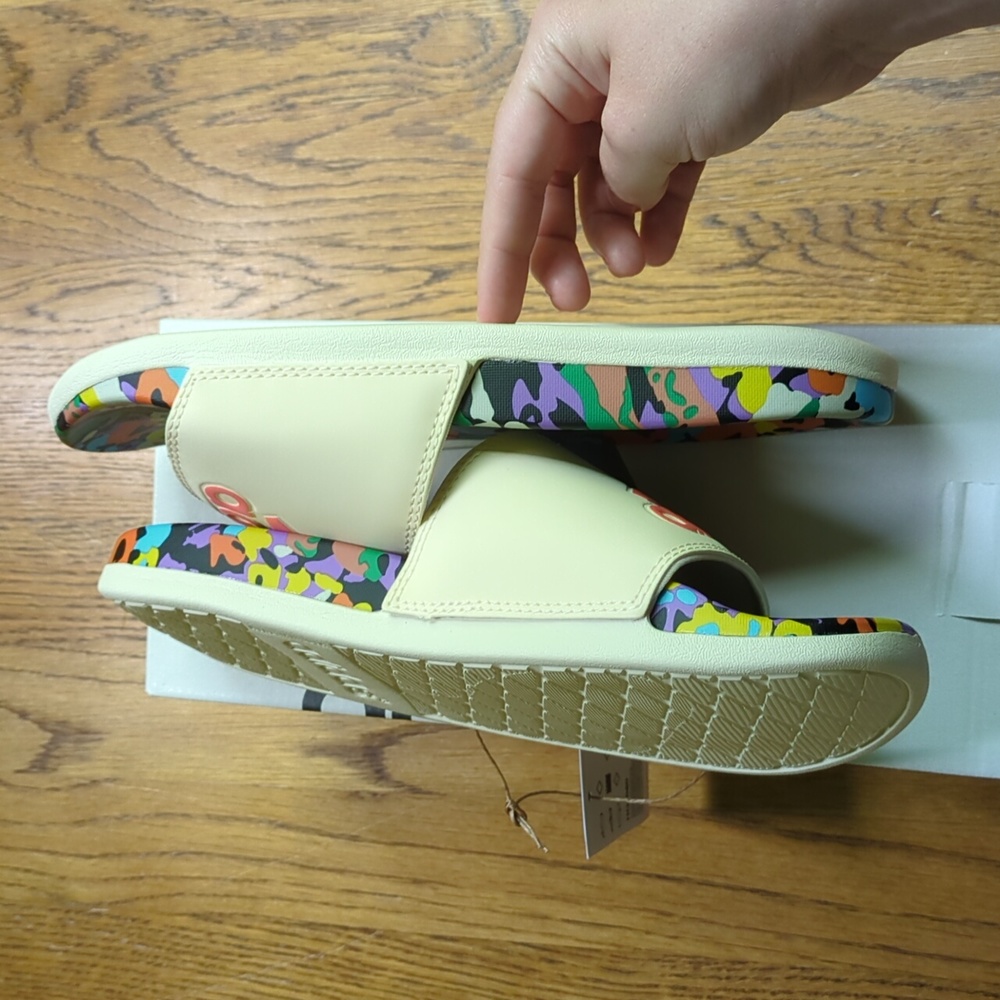 NIB FARM Rio Slide Sandals Adidas Collab Multicolor Abstract Print Womens Size 7 - Picture 6 of 11